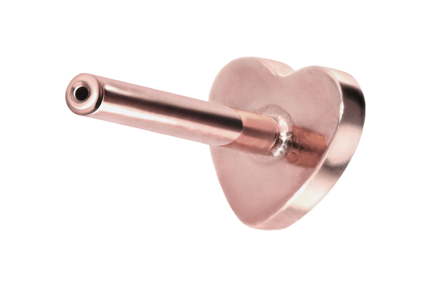 Titan Labret Piercing mit Push Fit ohne Kugel HERZ